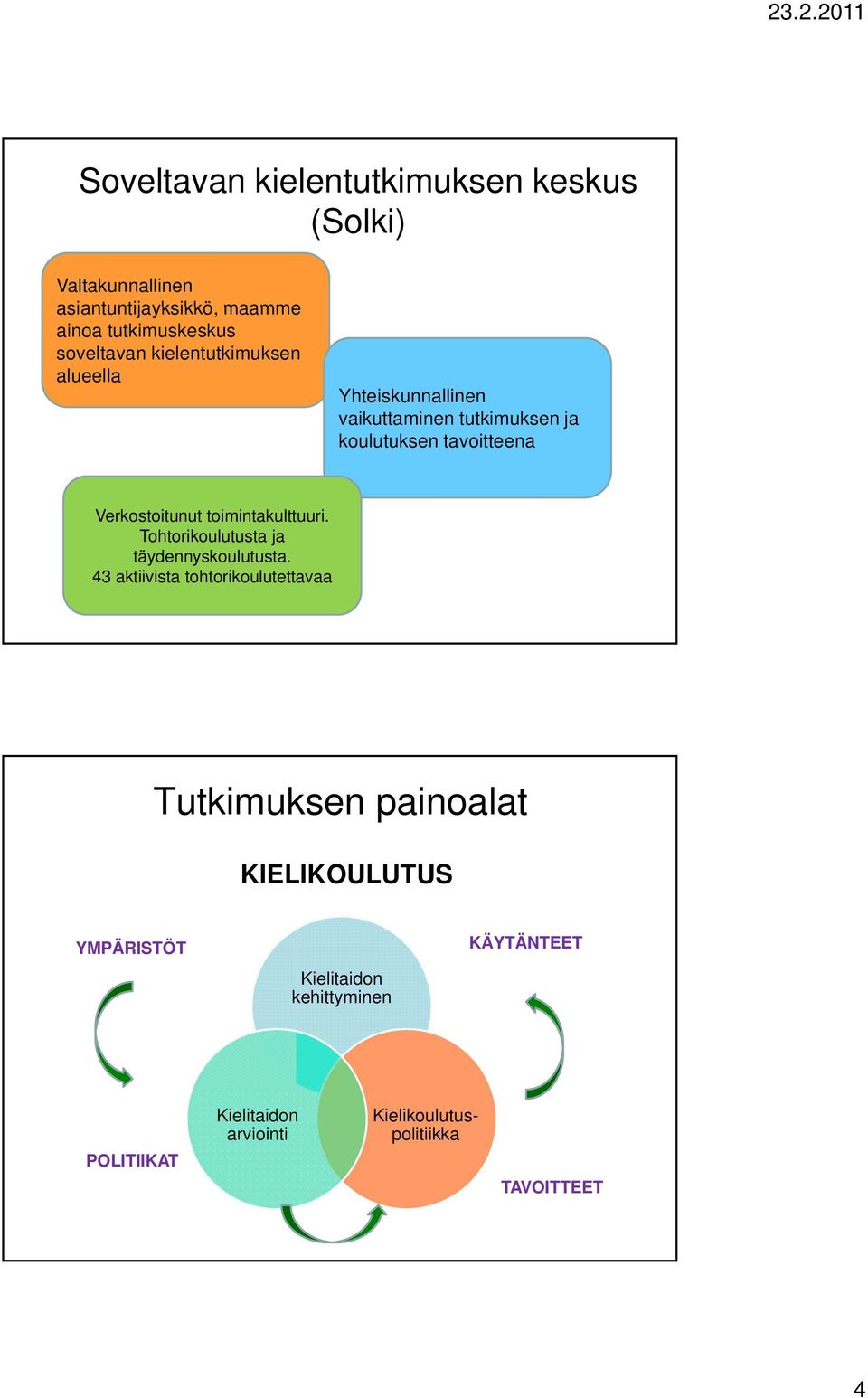toimintakulttuuri. Tohtorikoulutusta ja täydennyskoulutusta.