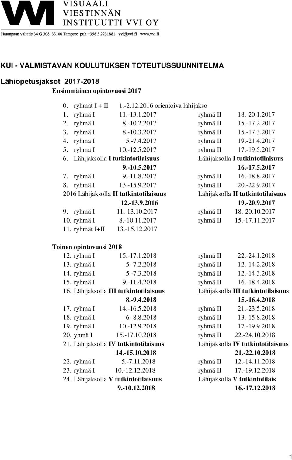 Lähijaksolla I tutkintotilaisuus Lähijaksolla I tutkintotilaisuus 9.-10.5.2017 16.-17.5.2017 7. ryhmä I 9.-11.8.2017 ryhmä II 16.-18.8.2017 8. ryhmä I 13.-15.9.2017 ryhmä II 20.-22.9.2017 2016 Lähijaksolla II tutkintotilaisuus Lähijaksolla II tutkintotilaisuus 12.