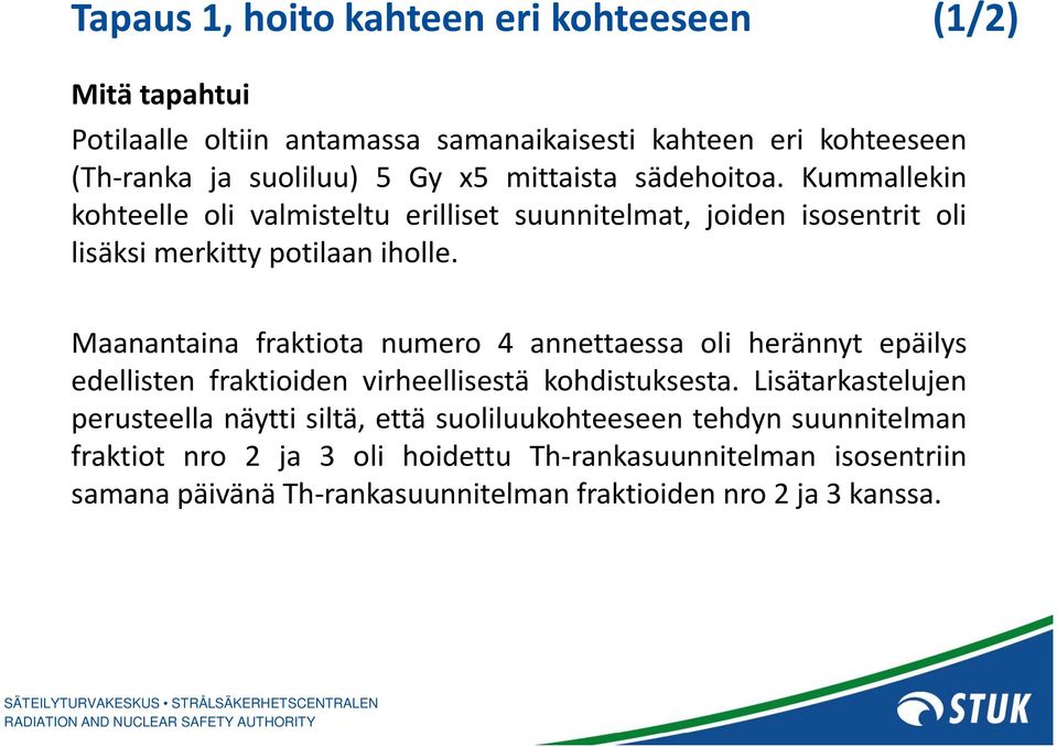 ll Maanantaina fraktiota numero 4 annettaessa oli herännyt epäilys edellisten fraktioiden virheellisestä kohdistuksesta.