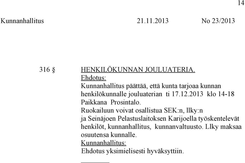 2013 klo 14-18 Paikkana Prosintalo.