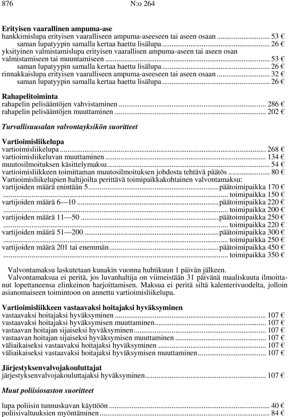 .. 26 rinnakkaislupa erityisen vaaralliseen ampuma-aseeseen tai aseen osaan... 32 saman lupatyypin samalla kertaa haettu lisälupa... 26 Rahapelitoiminta rahapelin pelisääntöjen vahvistaminen.