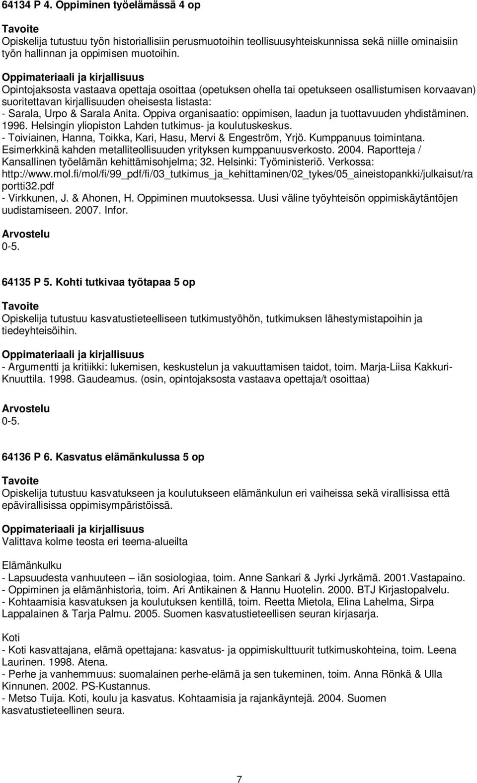 Oppiva organisaatio: oppimisen, laadun ja tuottavuuden yhdistäminen. 1996. Helsingin yliopiston Lahden tutkimus- ja koulutuskeskus. - Toiviainen, Hanna, Toikka, Kari, Hasu, Mervi & Engeström, Yrjö.