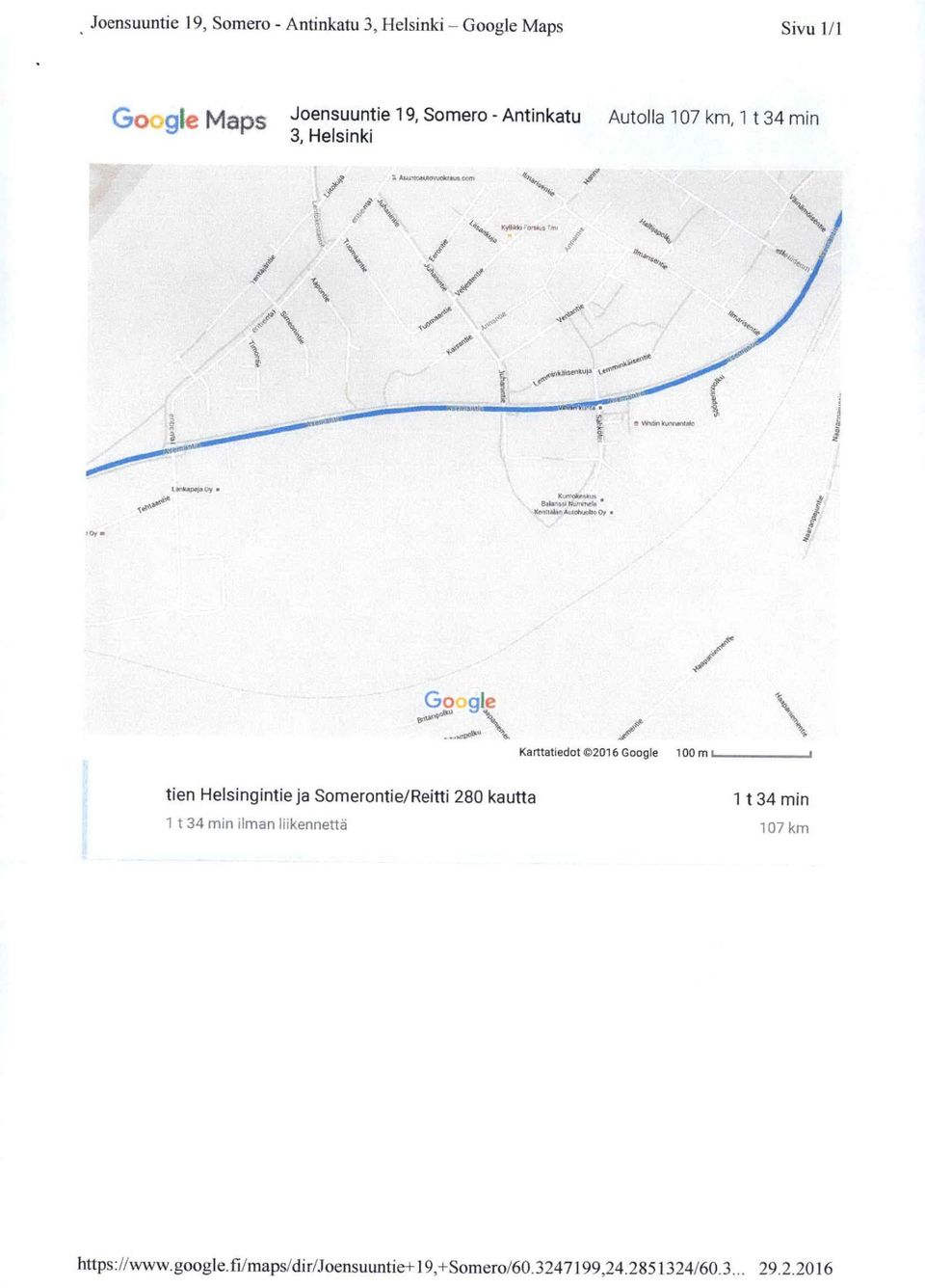 BitaulMvnnifla Xtn(MlimA>Mhuati»Oy i Google Karttatiedot @2016 Google 100 m l tien Helsinglntie ja