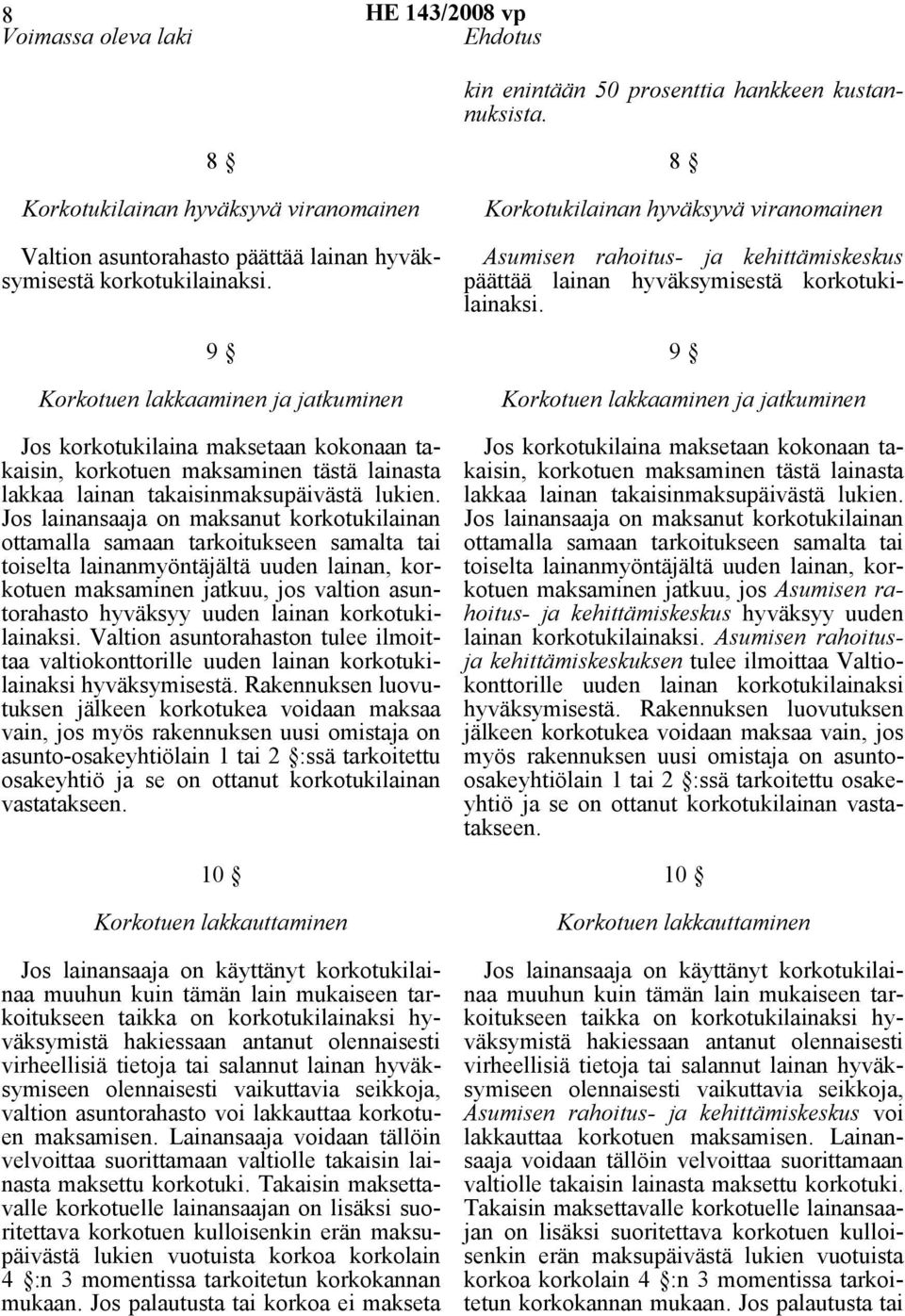 Jos lainansaaja on maksanut korkotukilainan ottamalla samaan tarkoitukseen samalta tai toiselta lainanmyöntäjältä uuden lainan, korkotuen maksaminen jatkuu, jos valtion asuntorahasto hyväksyy uuden