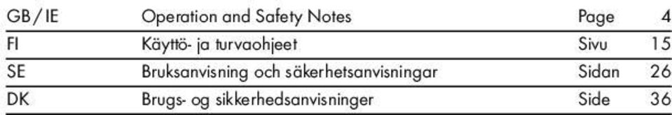 Bruksanvisning och säkerhetsanvisningar