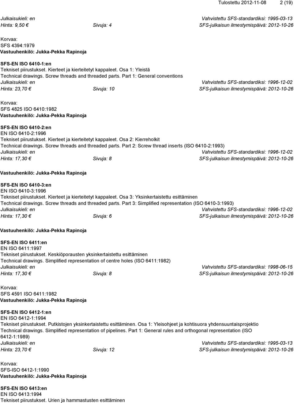 Part 1: General conventions Vahvistettu SFS-standardiksi: 1996-12-02 Hinta: 23,70 Sivuja: 10 SFS 4825 ISO 6410:1982 SFS-EN ISO 6410-2:en EN ISO 6410-2:1996 Tekniset piirustukset.