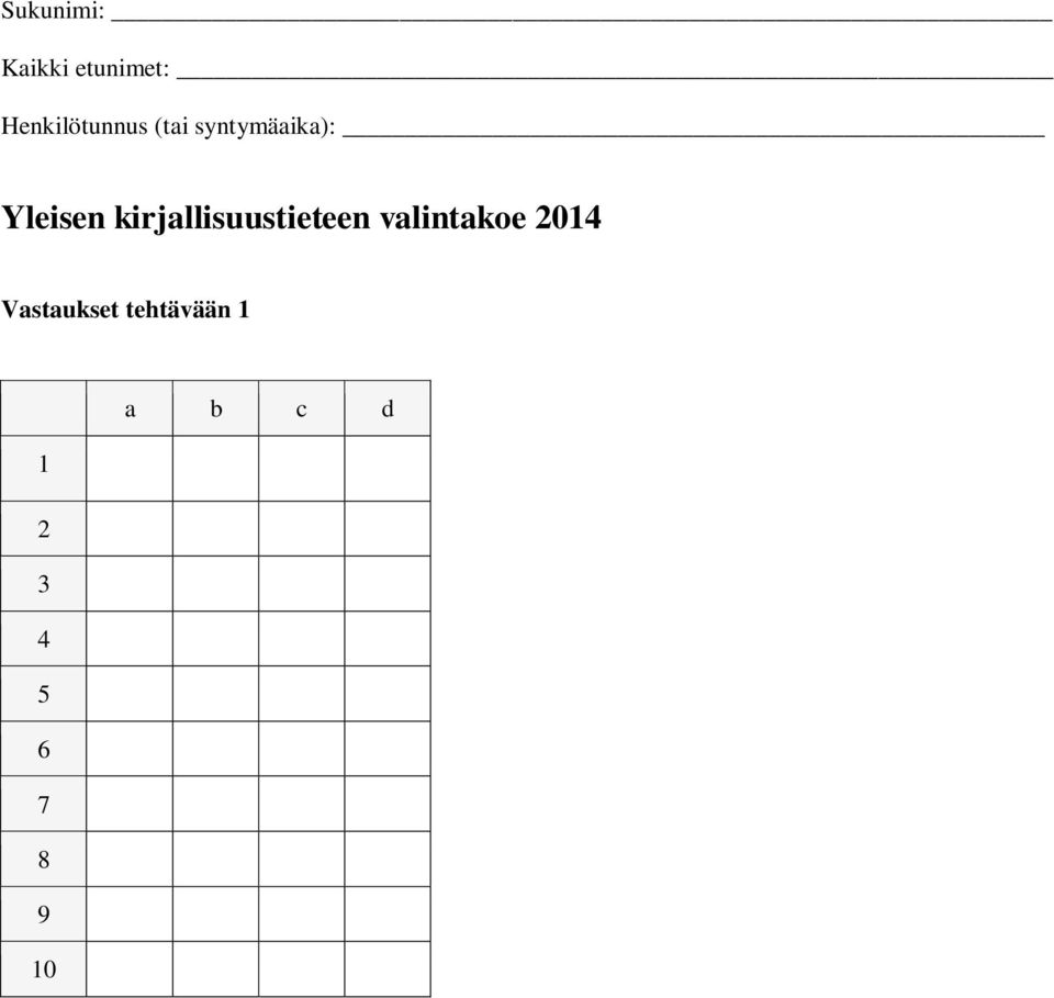 Yleisen kirjallisuustieteen valintakoe