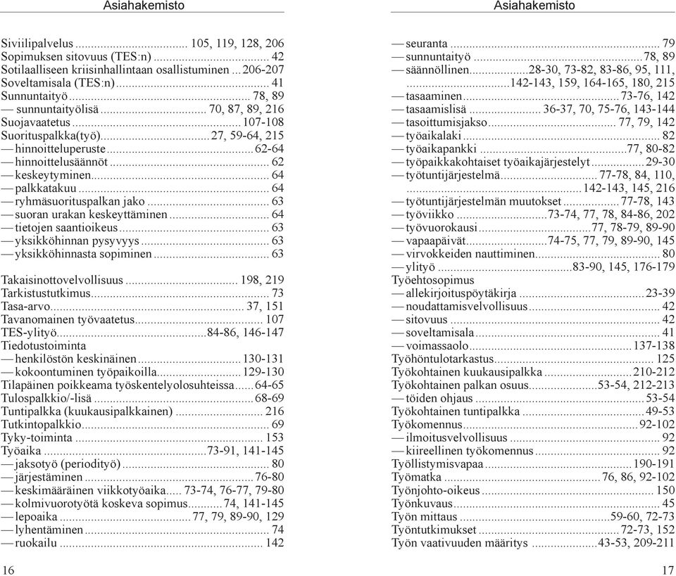 .. 64 ryhmäsuorituspalkan jako... 63 suoran urakan keskeyttäminen... 64 tietojen saantioikeus... 63 yksikköhinnan pysyvyys... 63 yksikköhinnasta sopiminen... 63 Takaisinottovelvollisuus.