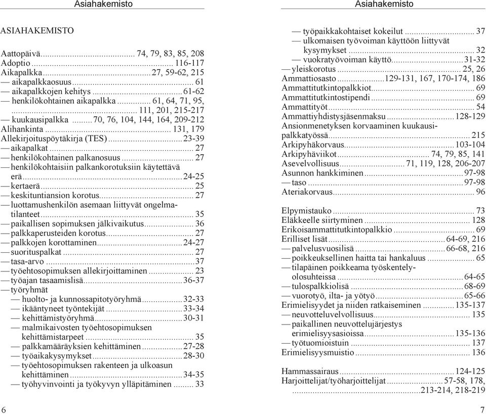 .. 27 henkilökohtainen palkanosuus... 27 henkilökohtaisiin palkankorotuksiin käytettävä erä...24-25 kertaerä... 25 keskituntiansion korotus... 27 luottamushenkilön asemaan liittyvät ongelmatilanteet.