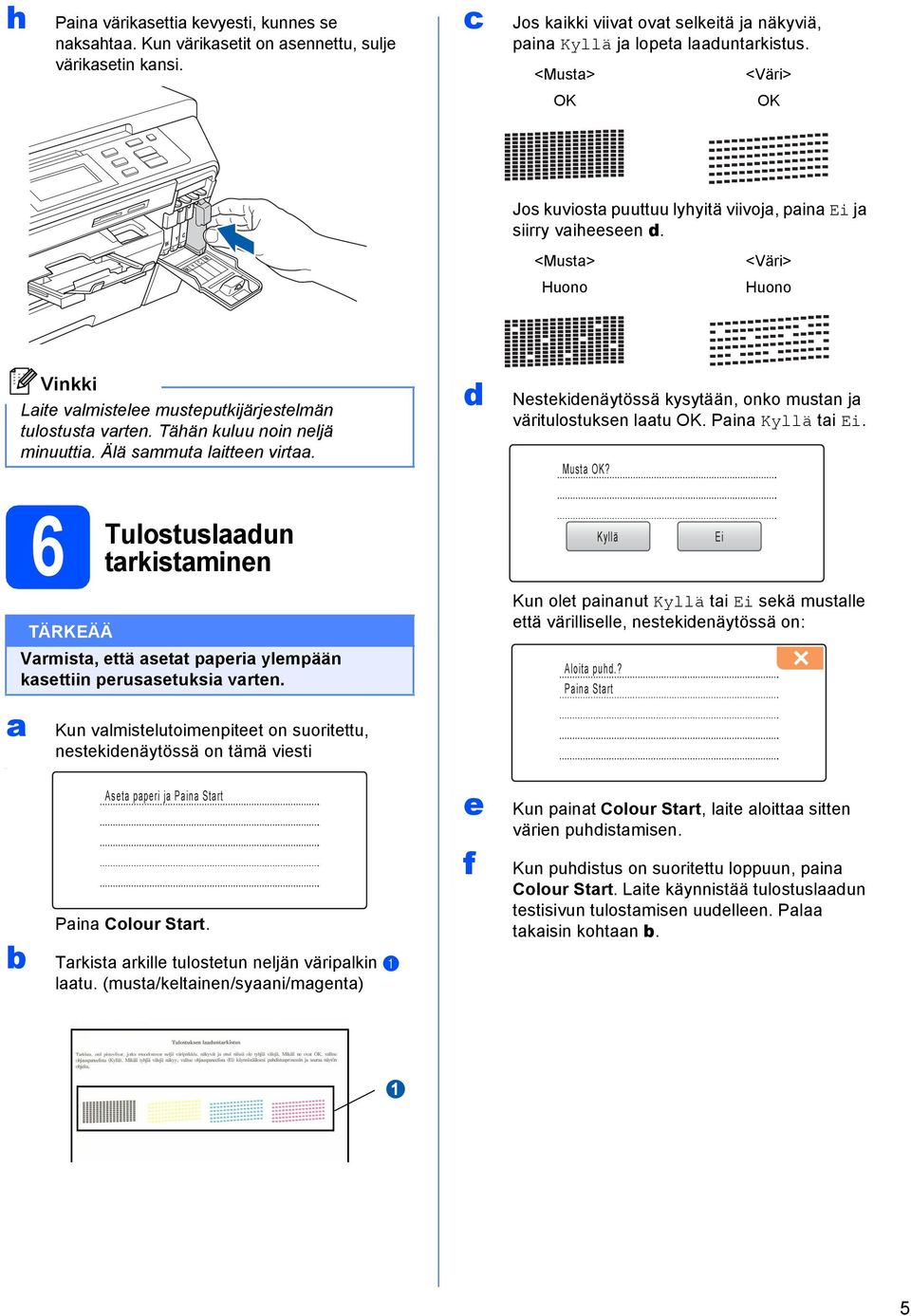 Älä smmut litteen virt. 6 Tulostusldun trkistminen Vrmist, että sett pperi ylempään ksettiin perussetuksi vrten.