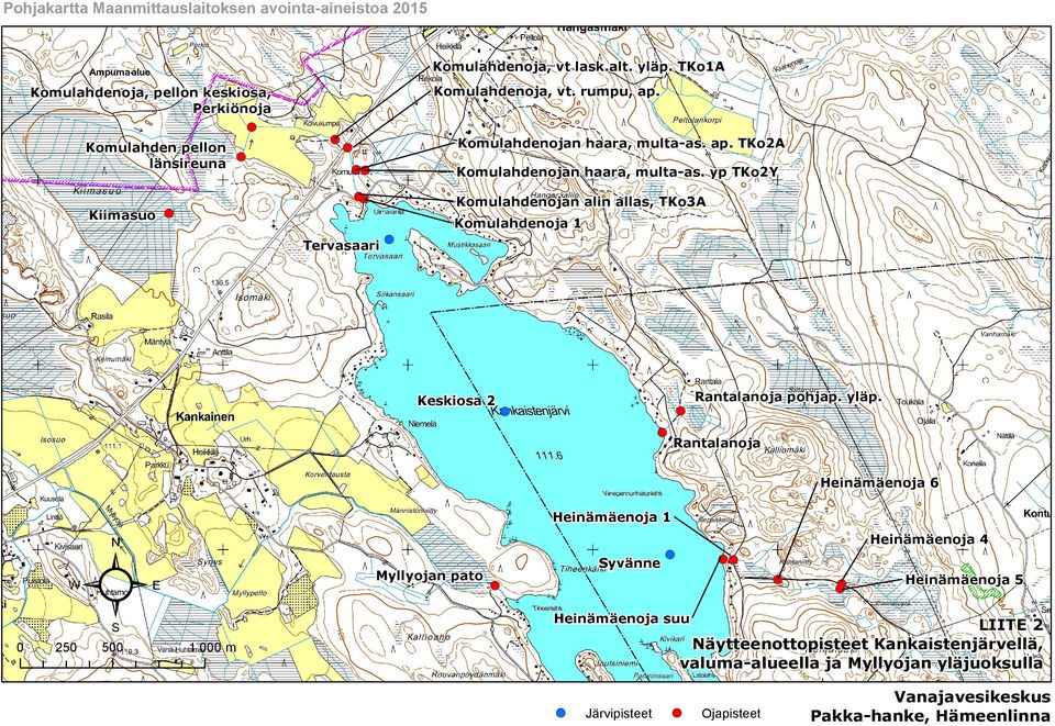 yp TKo2Y Komulahdenojan alin allas, TKo3A Tervasaari Komulahdenoja 1 Keskiosa 2 Rantalanoja pohjap. yläp.