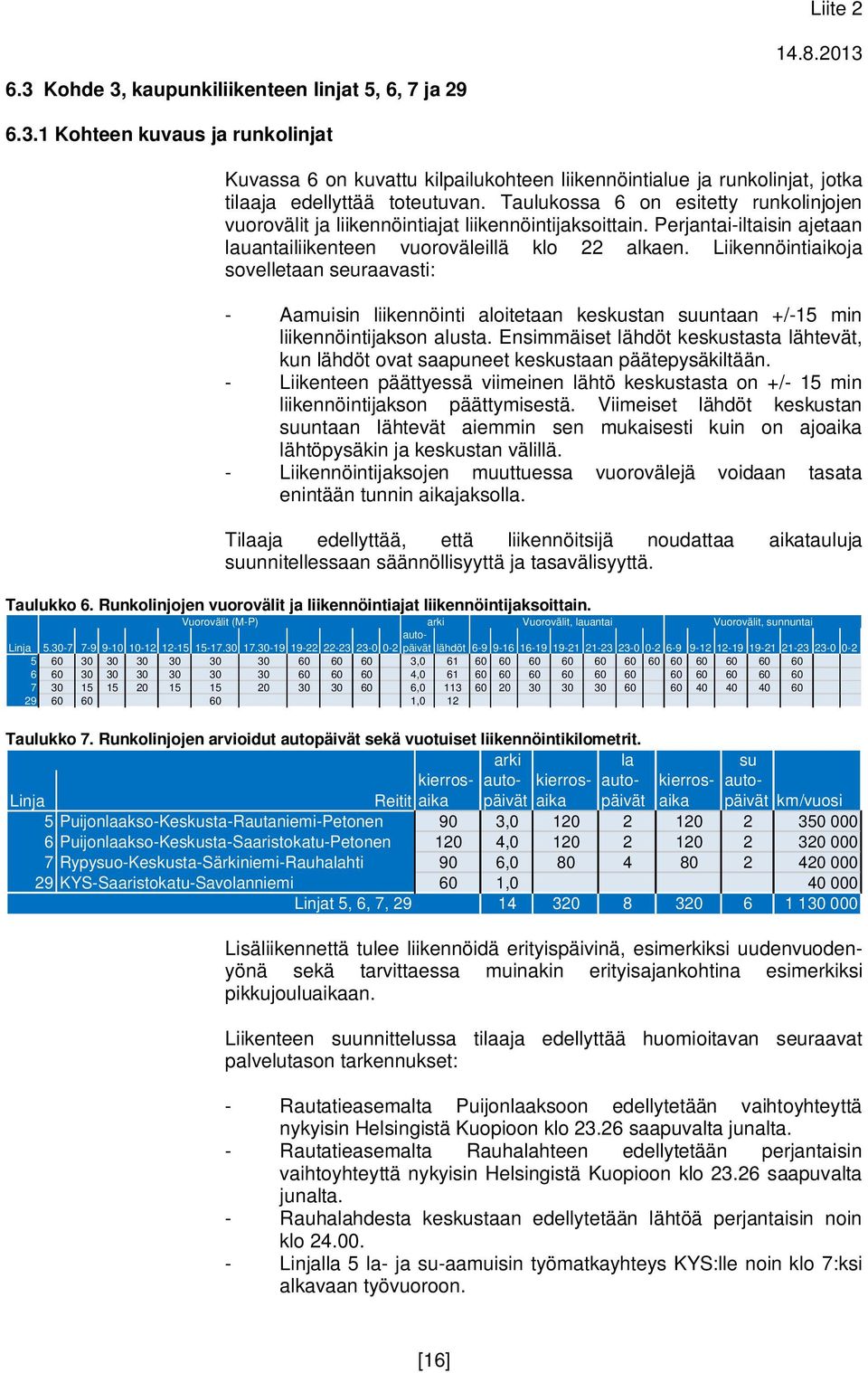 Liikennöintiaikoja sovelletaan seuraavasti: - Aamuisin liikennöinti aloitetaan keskustan suuntaan +/-15 min liikennöintijakson alusta.