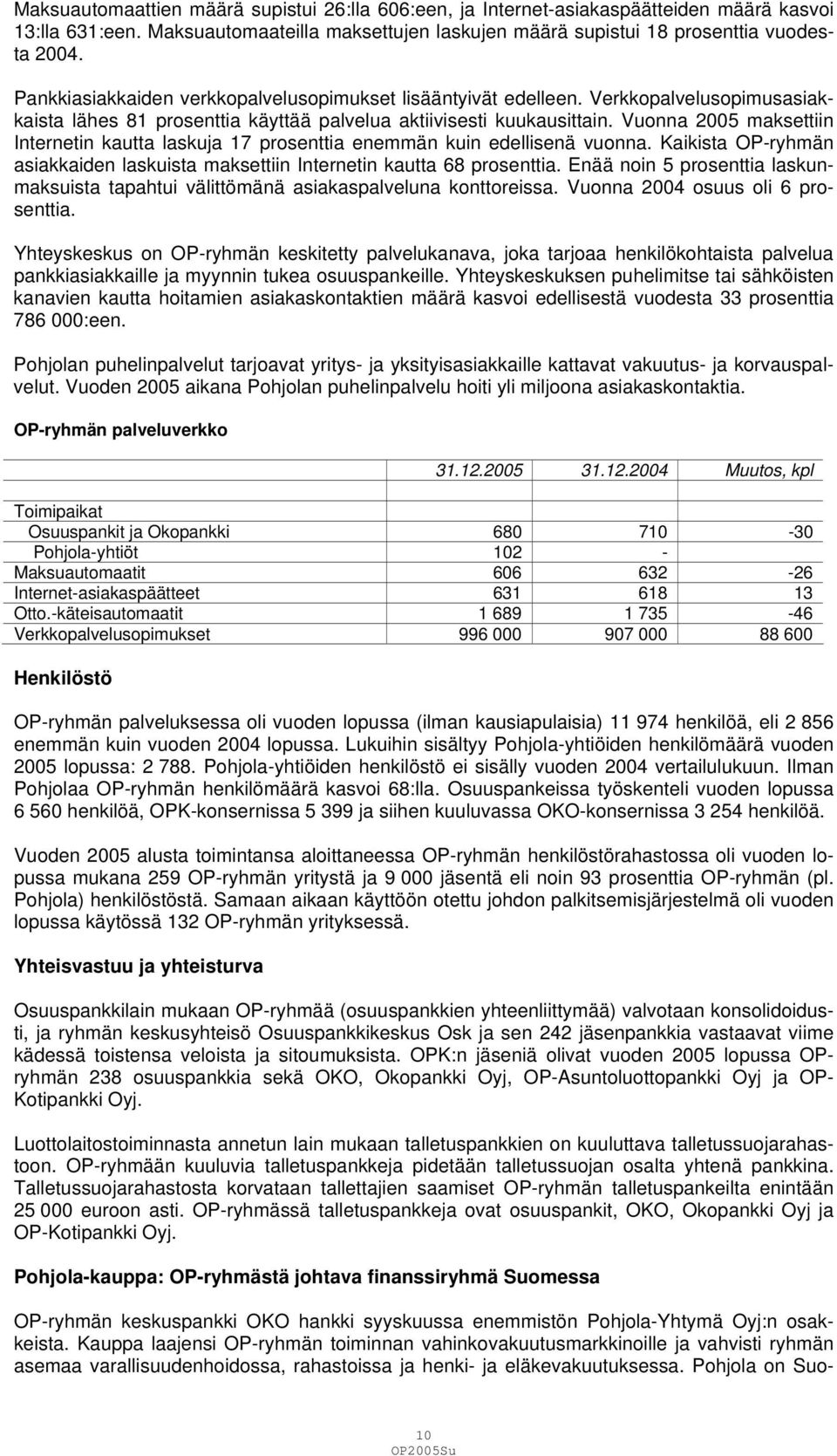 Vuonna 2005 maksettiin Internetin kautta laskuja 17 prosenttia enemmän kuin edellisenä vuonna. Kaikista OP-ryhmän asiakkaiden laskuista maksettiin Internetin kautta 68 prosenttia.