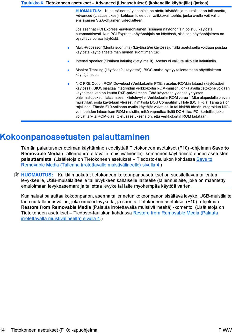 Jos asennat PCI Express -näytönohjaimen, sisäinen näytönohjain poistuu käytöstä automaattisesti. Kun PCI Express -näytönohjain on käytössä, sisäisen näytönohjaimen on pysyttävä poissa käytöstä.