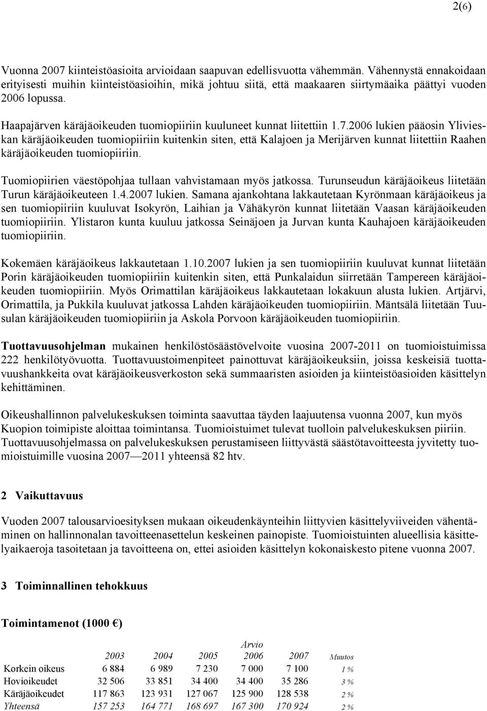 Haapajärven käräjäoikeuden tuomiopiiriin kuuluneet kunnat liitettiin 1.7.