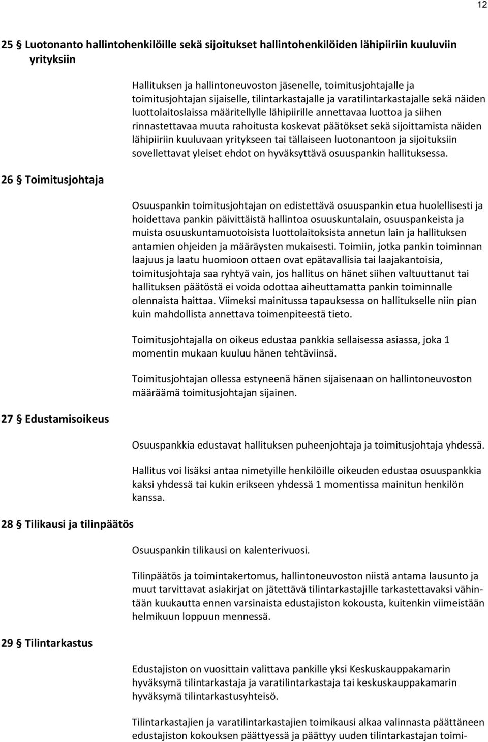 annettavaa luottoa ja siihen rinnastettavaa muuta rahoitusta koskevat päätökset sekä sijoittamista näiden lähipiiriin kuuluvaan yritykseen tai tällaiseen luotonantoon ja sijoituksiin sovellettavat