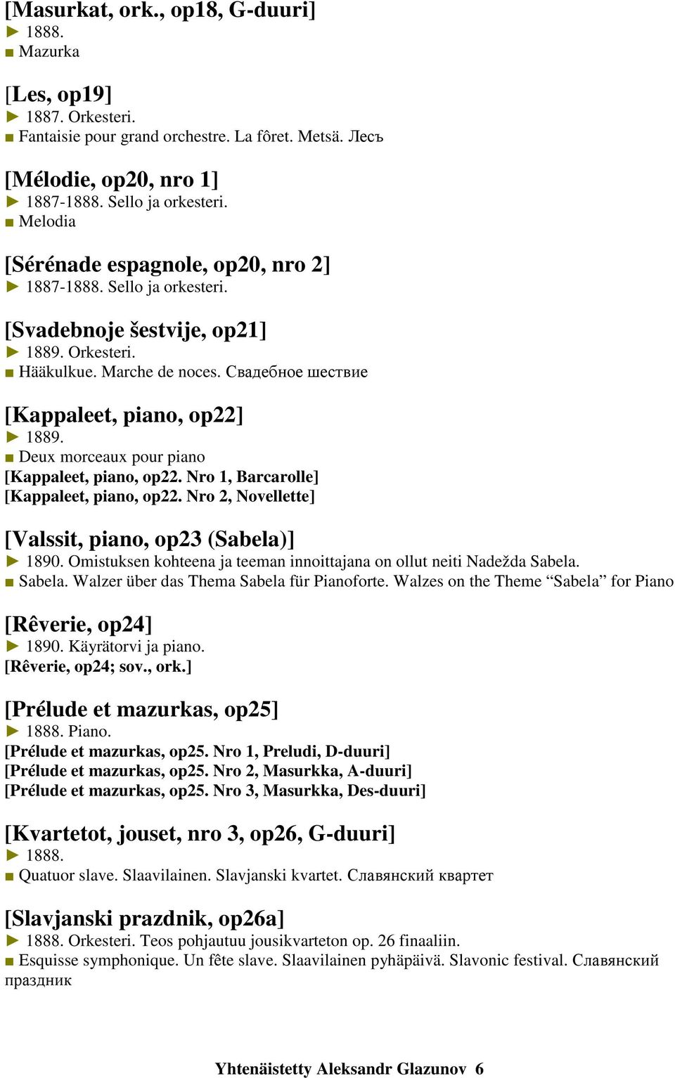 Deux morceaux pour piano [Kappaleet, piano, op22. Nro 1, Barcarolle] [Kappaleet, piano, op22. Nro 2, Novellette] [Valssit, piano, op23 (Sabela)] 1890.