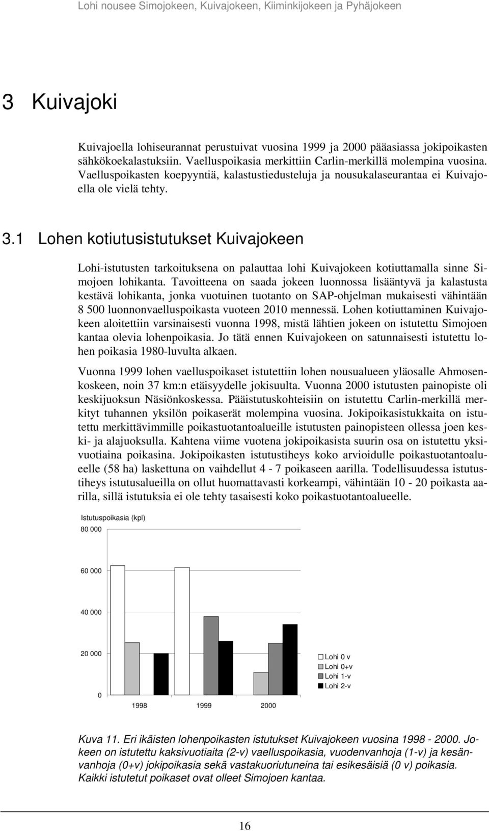 1 Lohen kotiutusistutukset Kuivajokeen Lohi-istutusten tarkoituksena on palauttaa lohi Kuivajokeen kotiuttamalla sinne Simojoen lohikanta.