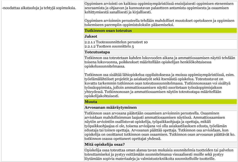 sanallisesti ja kirjallisesti. Oppimisen arvioinnin perusteella tehdään mahdolliset muutokset opetukseen ja oppimisen tukemiseen parempiin oppimistuloksiin pääsemiseksi.