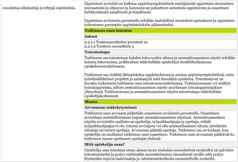 sanallisesti ja kirjallisesti. Oppimisen arvioinnin perusteella tehdään mahdolliset muutokset opetukseen ja oppimisen tukemiseen parempiin oppimistuloksiin pääsemiseksi.