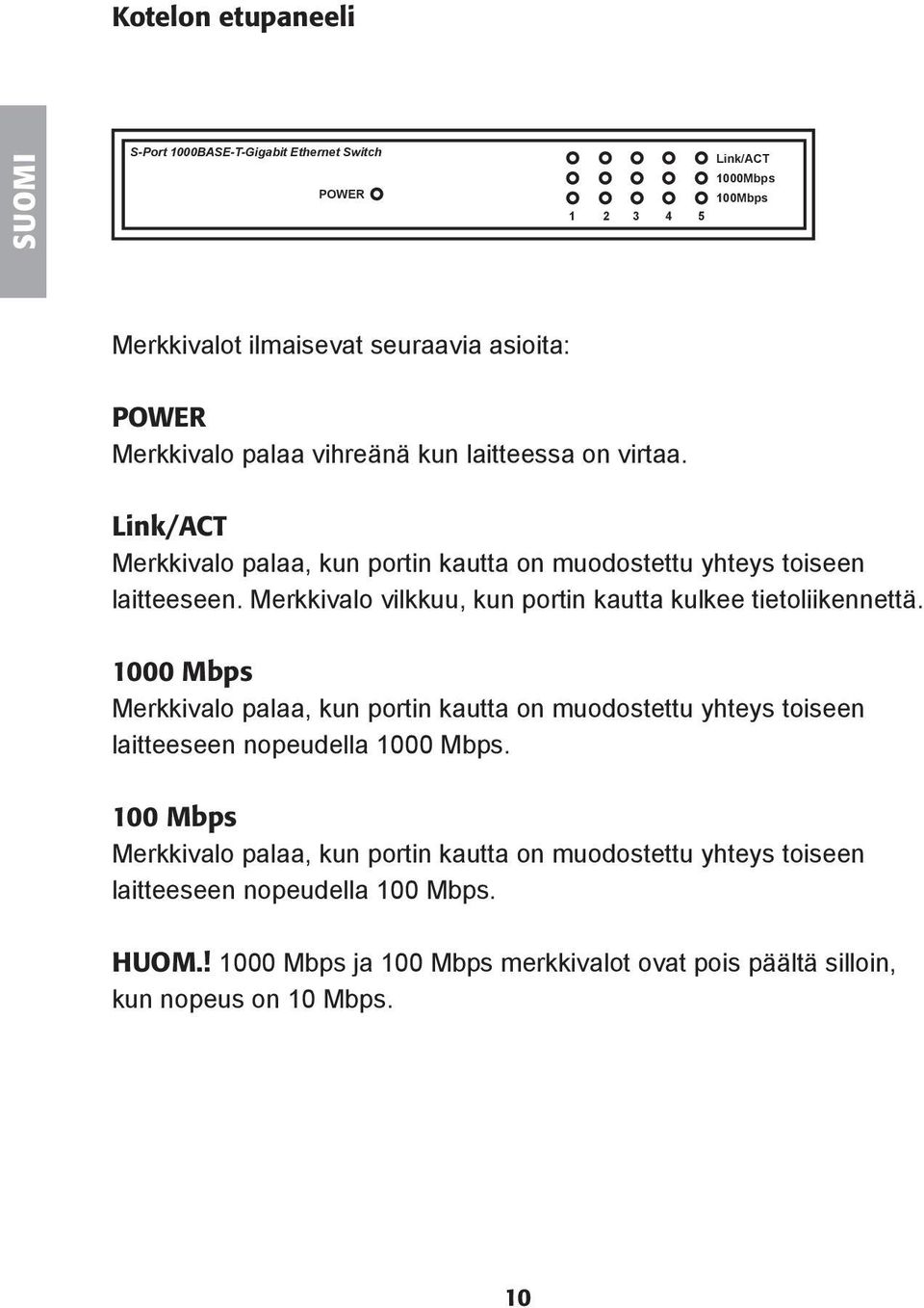 Merkkivalo vilkkuu, kun portin kautta kulkee tietoliikennettä.