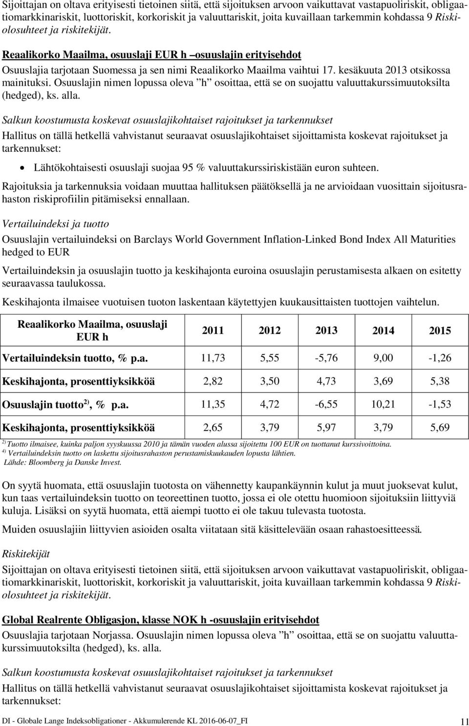 kesäkuuta 2013 otsikossa mainituksi. Osuuslajin nimen lopussa oleva h osoittaa, että se on suojattu valuuttakurssimuutoksilta (hedged), ks. alla.