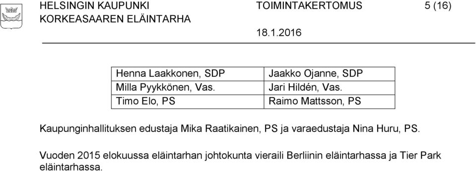 Raimo Mattsson, PS Kaupunginhallituksen edustaja Mika Raatikainen, PS ja varaedustaja