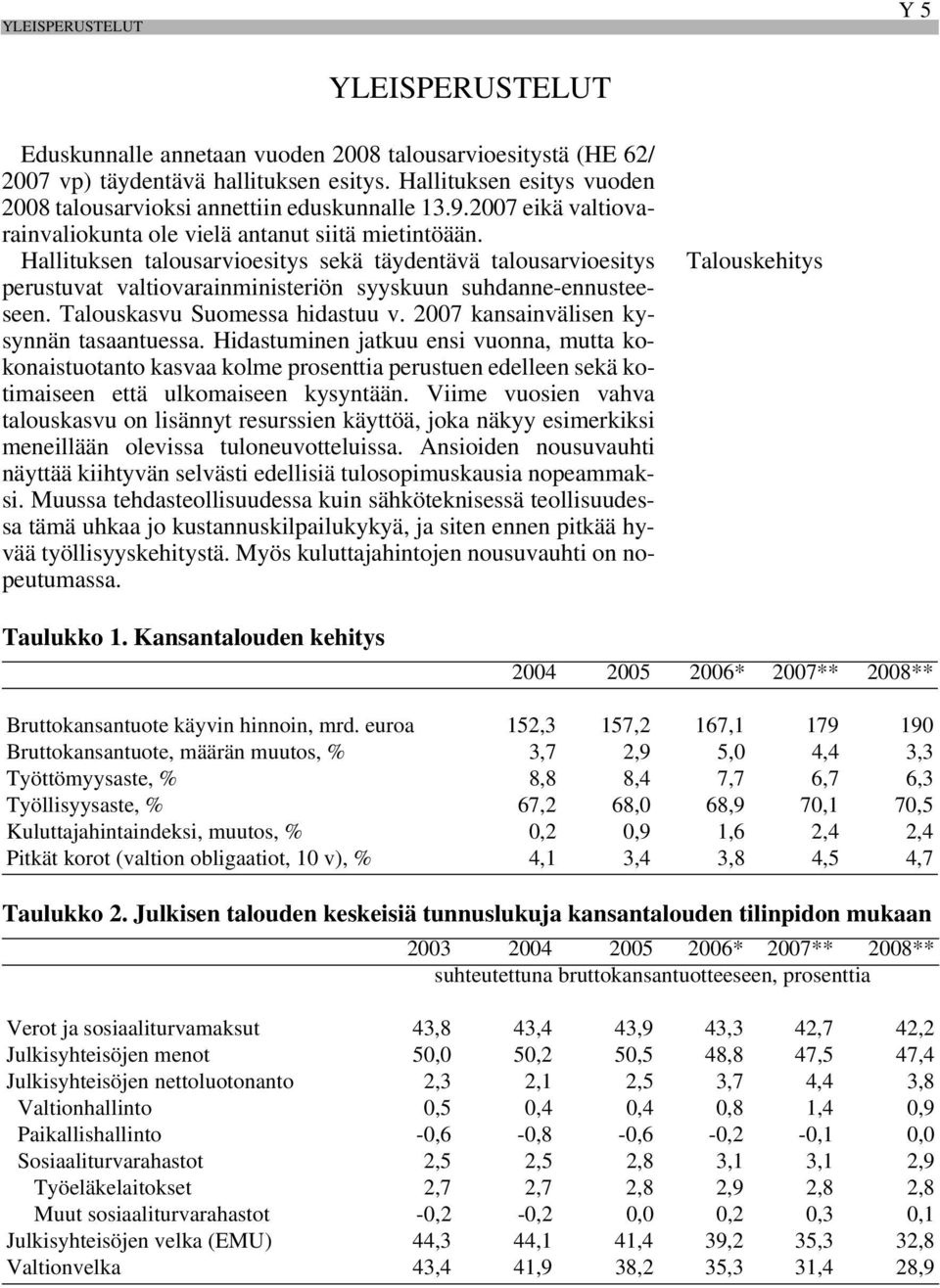 Hallituksen talousarvioesitys sekä täydentävä talousarvioesitys perustuvat valtiovarainministeriön syyskuun suhdanne-ennusteeseen. Talouskasvu Suomessa hidastuu v.