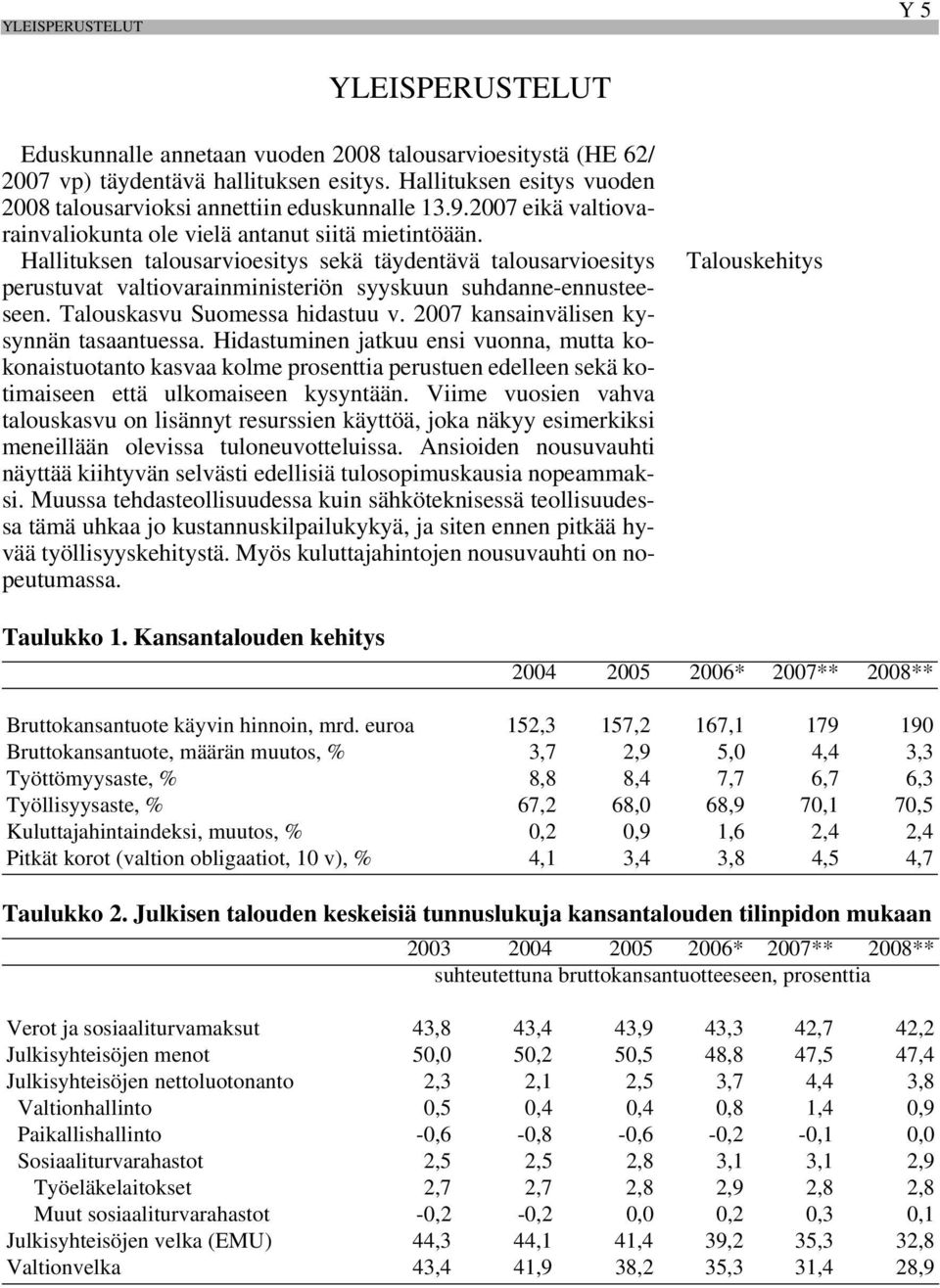 Hallituksen talousarvioesitys sekä täydentävä talousarvioesitys perustuvat valtiovarainministeriön syyskuun suhdanne-ennusteeseen. Talouskasvu Suomessa hidastuu v.