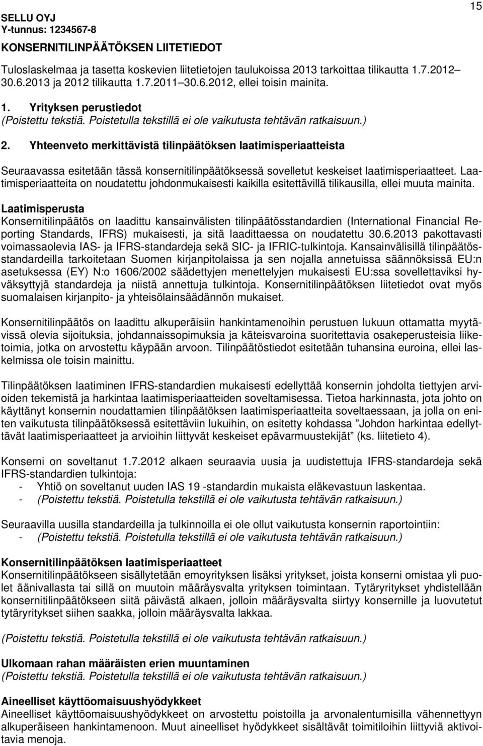 Laatimisperiaatteita on noudatettu johdonmukaisesti kaikilla esitettävillä tilikausilla, ellei muuta mainita.