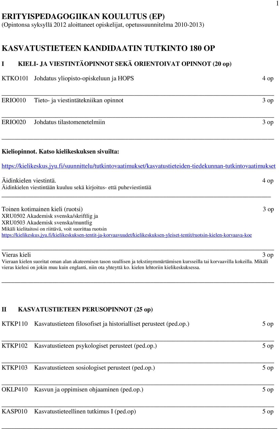 Katso kielikeskuksen sivuilta: https://kielikeskus.jyu.fi/suunnittelu/tutkintovaatimukset/kasvatustieteiden-tiedekunnan-tutkintovaatimukset Äidinkielen viestintä.