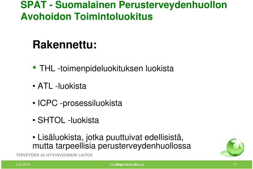 -prosessiluokista SHTOL -luokista Lisäluokista, jotka puuttuivat