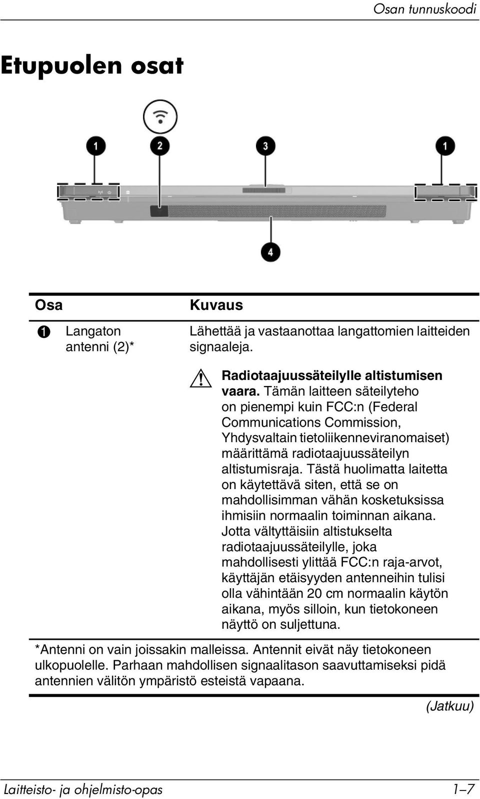Tästä huolimatta laitetta on käytettävä siten, että se on mahdollisimman vähän kosketuksissa ihmisiin normaalin toiminnan aikana.