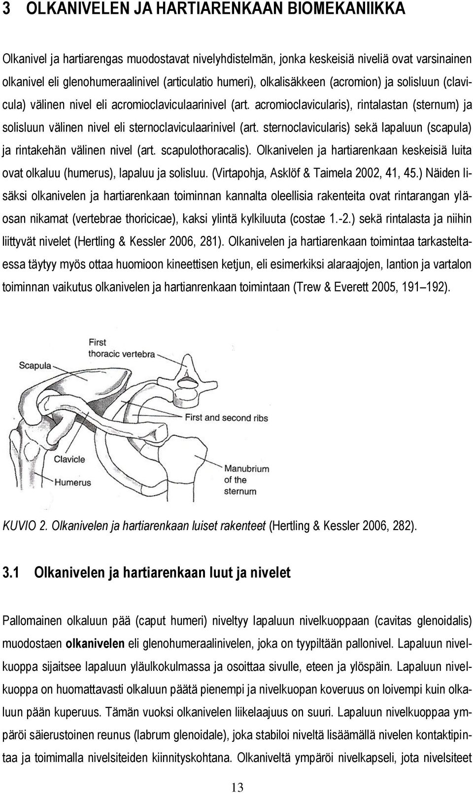 acromioclavicularis), rintalastan (sternum) ja solisluun välinen nivel eli sternoclaviculaarinivel (art. sternoclavicularis) sekä lapaluun (scapula) ja rintakehän välinen nivel (art.