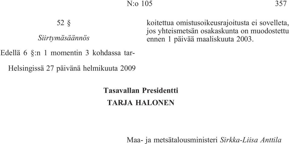 muodostettu ennen 1 päivää maaliskuuta 2003.