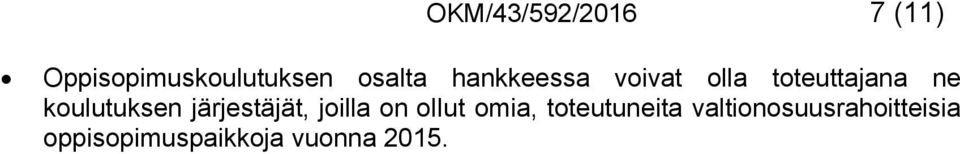 osalta hankkeessa