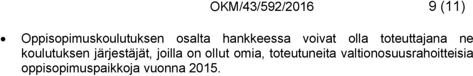 osalta hankkeessa