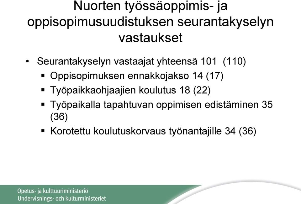 ennakkojakso 14 (17) Työpaikkaohjaajien koulutus 18 (22) Työpaikalla