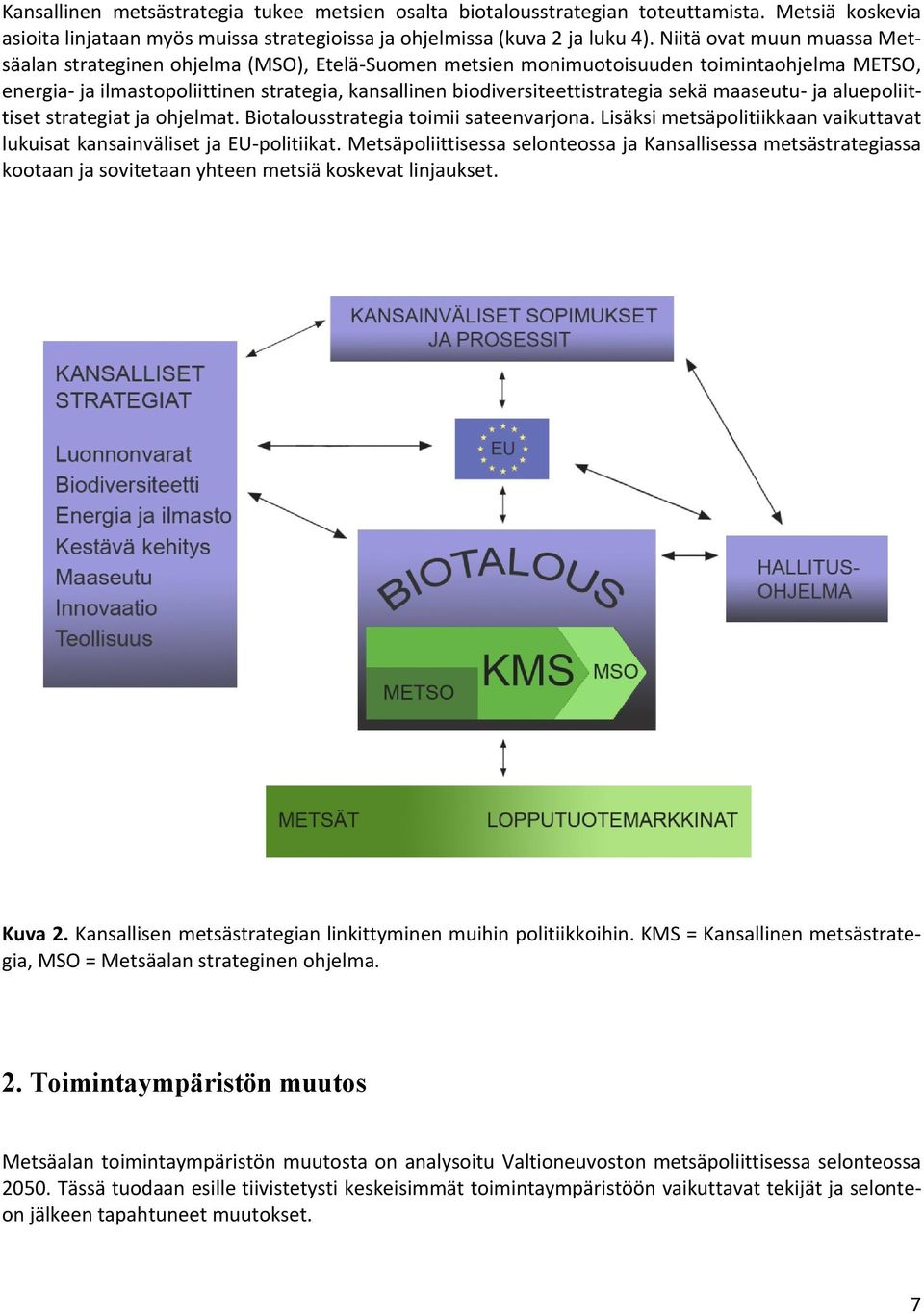 biodiversiteettistrategia sekä maaseutu- ja aluepoliittiset strategiat ja ohjelmat. Biotalousstrategia toimii sateenvarjona.