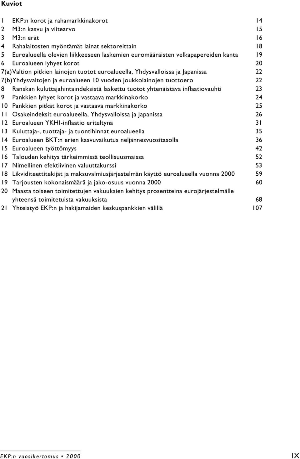 tuottoero 22 8 Ranskan kuluttajahintaindeksistä laskettu tuotot yhtenäistävä inflaatiovauhti 23 9 Pankkien lyhyet korot ja vastaava markkinakorko 24 10 Pankkien pitkät korot ja vastaava markkinakorko