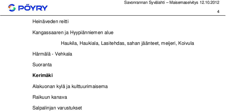 Koivula Härmälä - Vehkala Suoranta Kerimäki Alakuonan