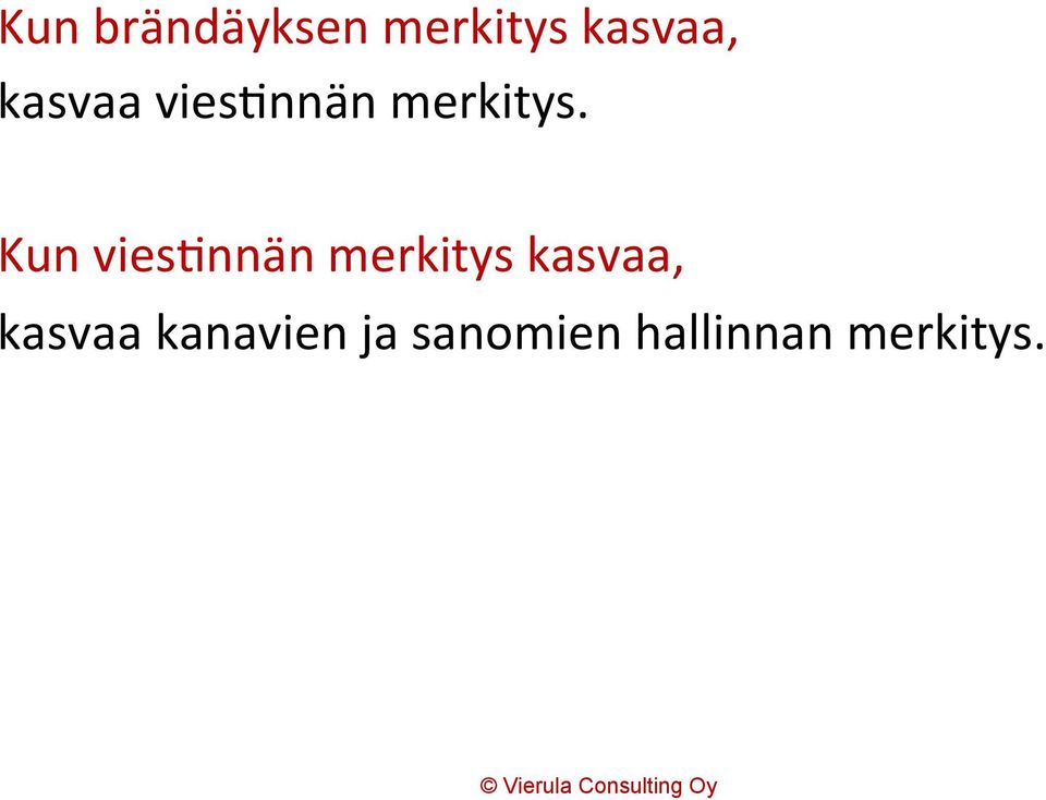 Kun vies-nnän merkitys kasvaa,