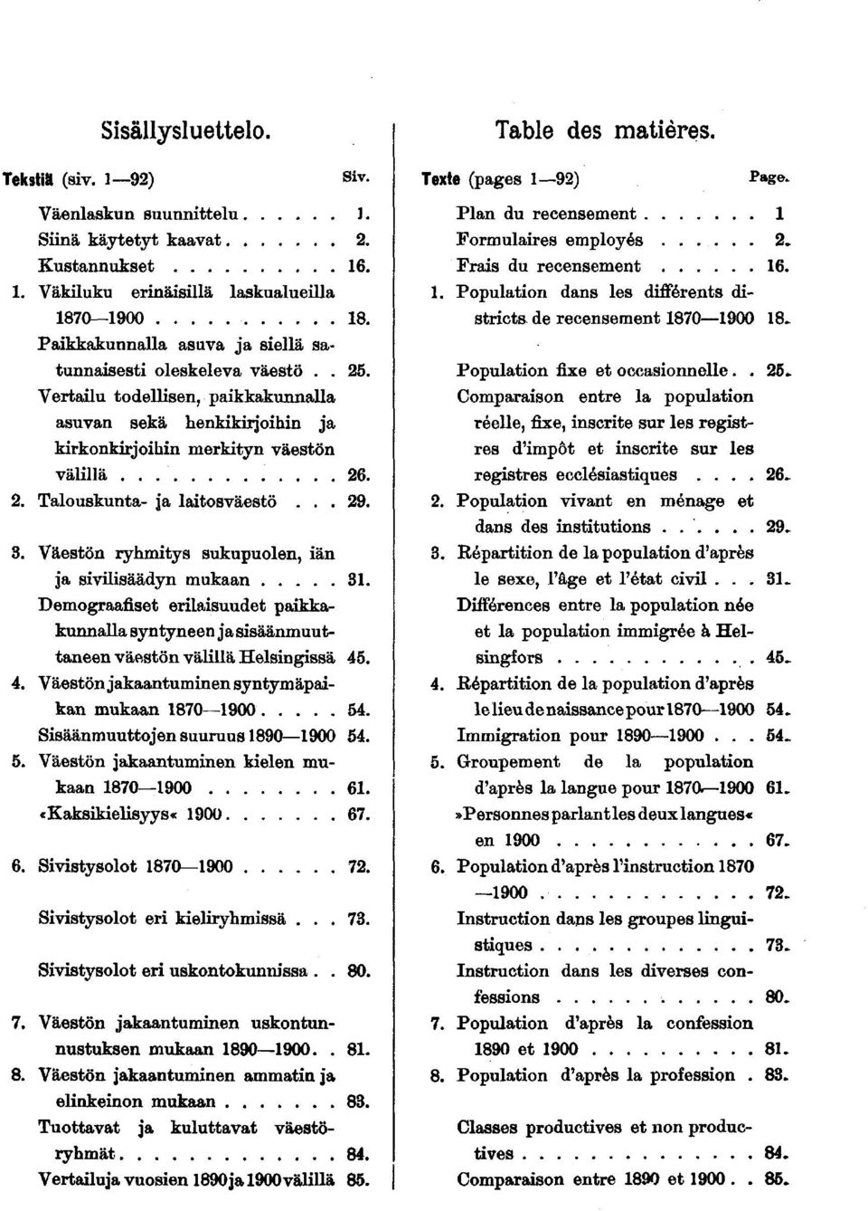 . Talouskunta- ja laitosväestö..... Väestön ryhmitys sukupuolen, iän ja sivilisäädyn mukaan. Demograafiset erilaisuudet paikkakunnalla syntyneen ja sisäänmuuttaneen väestön välillä Helsingissä.