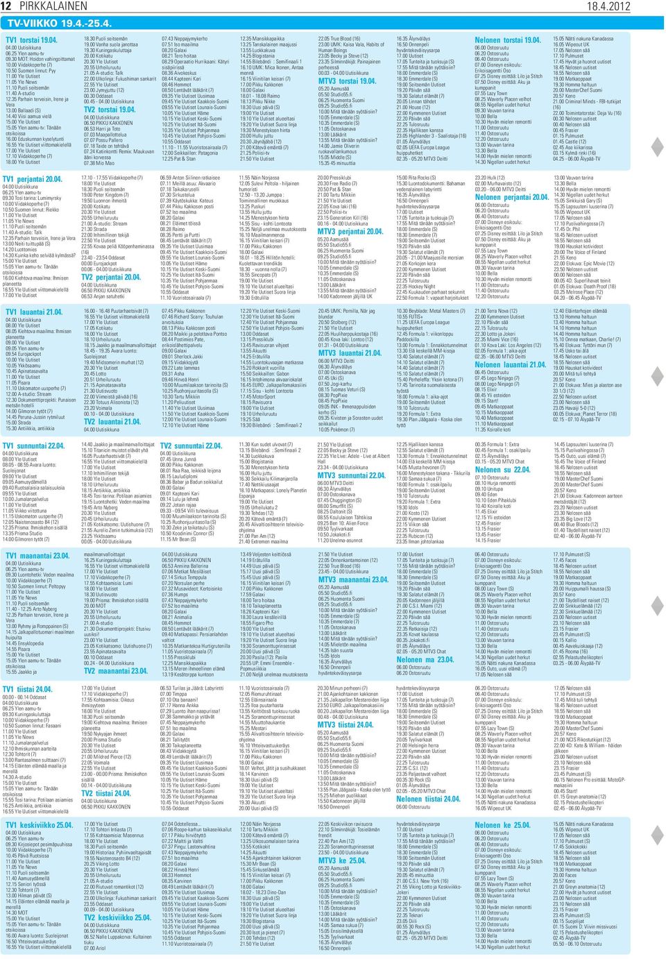 00 Eduskunnan kyselytunti 16.55 Yle Uutiset viittomakielellä 17.00 Yle Uutiset 17.10 Viidakkoperhe (7) 18.00 Yle Uutiset 18.30 Puoli seitsemän 19.00 Vanha suola janottaa 19.30 Kuningaskuluttaja 20.