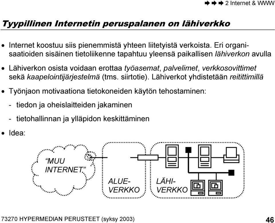 verkkosovittimet sekä kaapelointijärjestelmä (tms. siirtotie).