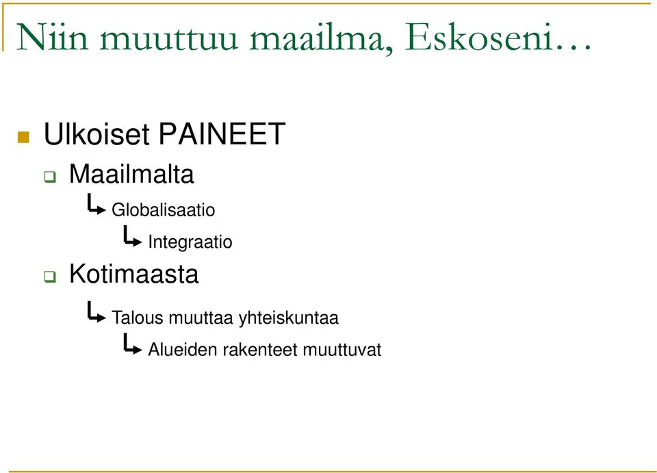 Globalisaatio Integraatio Kotimaasta