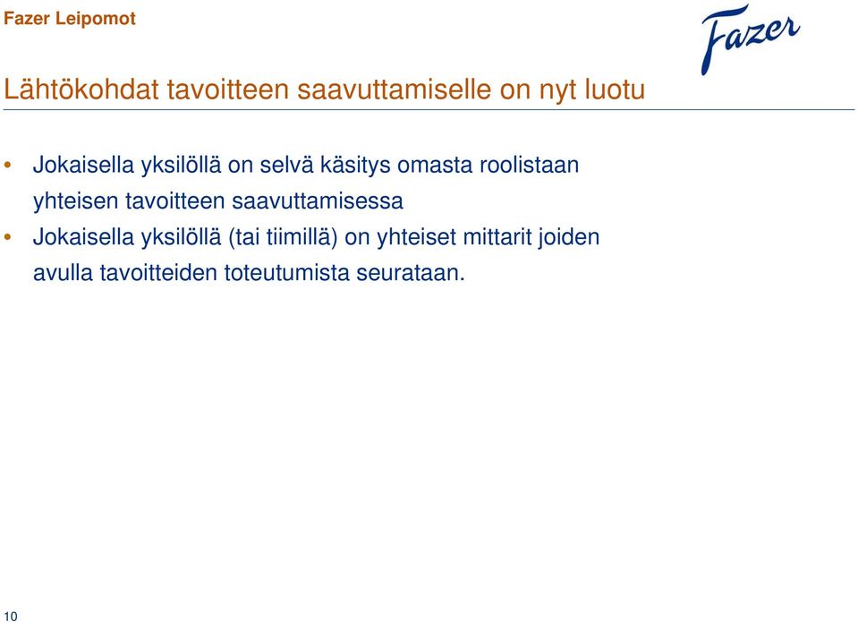 tavoitteen saavuttamisessa Jokaisella yksilöllä (tai tiimillä)