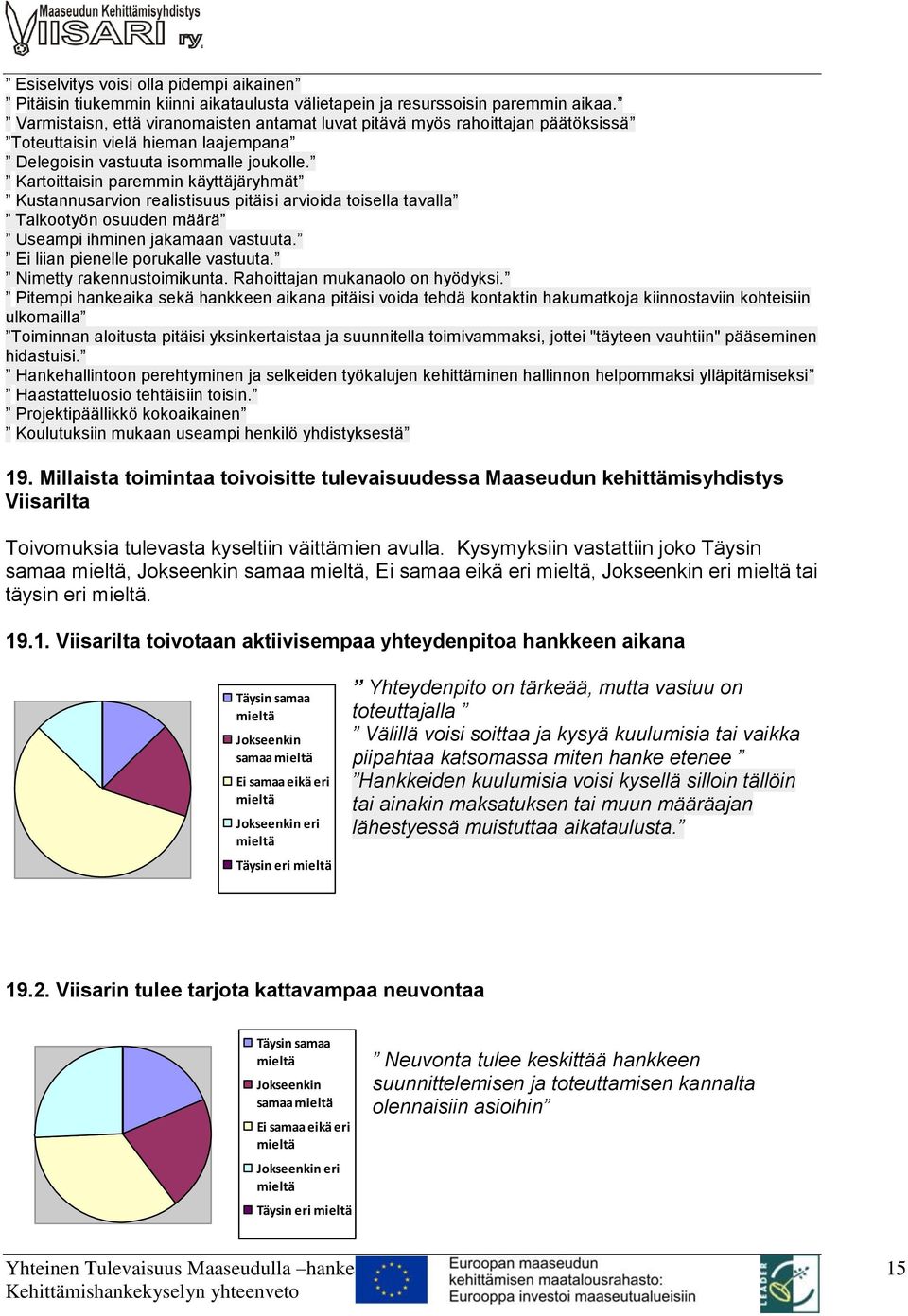 Kartoittaisin paremmin käyttäjäryhmät Kustannusarvion realistisuus pitäisi arvioida toisella tavalla Talkootyön osuuden määrä Useampi ihminen jakamaan vastuuta. Ei liian pienelle porukalle vastuuta.