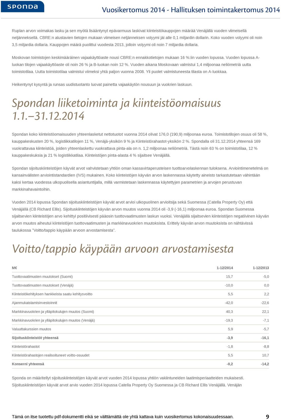 Kauppojen määrä puolittui vuodesta 2013, jolloin volyymi oli noin 7 miljardia dollaria. Moskovan toimistojen keskimääräinen vajaakäyttöaste nousi CBRE:n ennakkotietojen mukaan 16 %:iin vuoden lopussa.