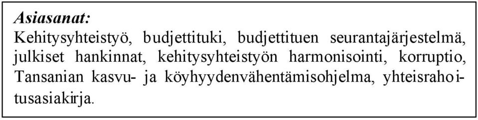 kehitysyhteistyön harmonisointi, korruptio, Tansanian